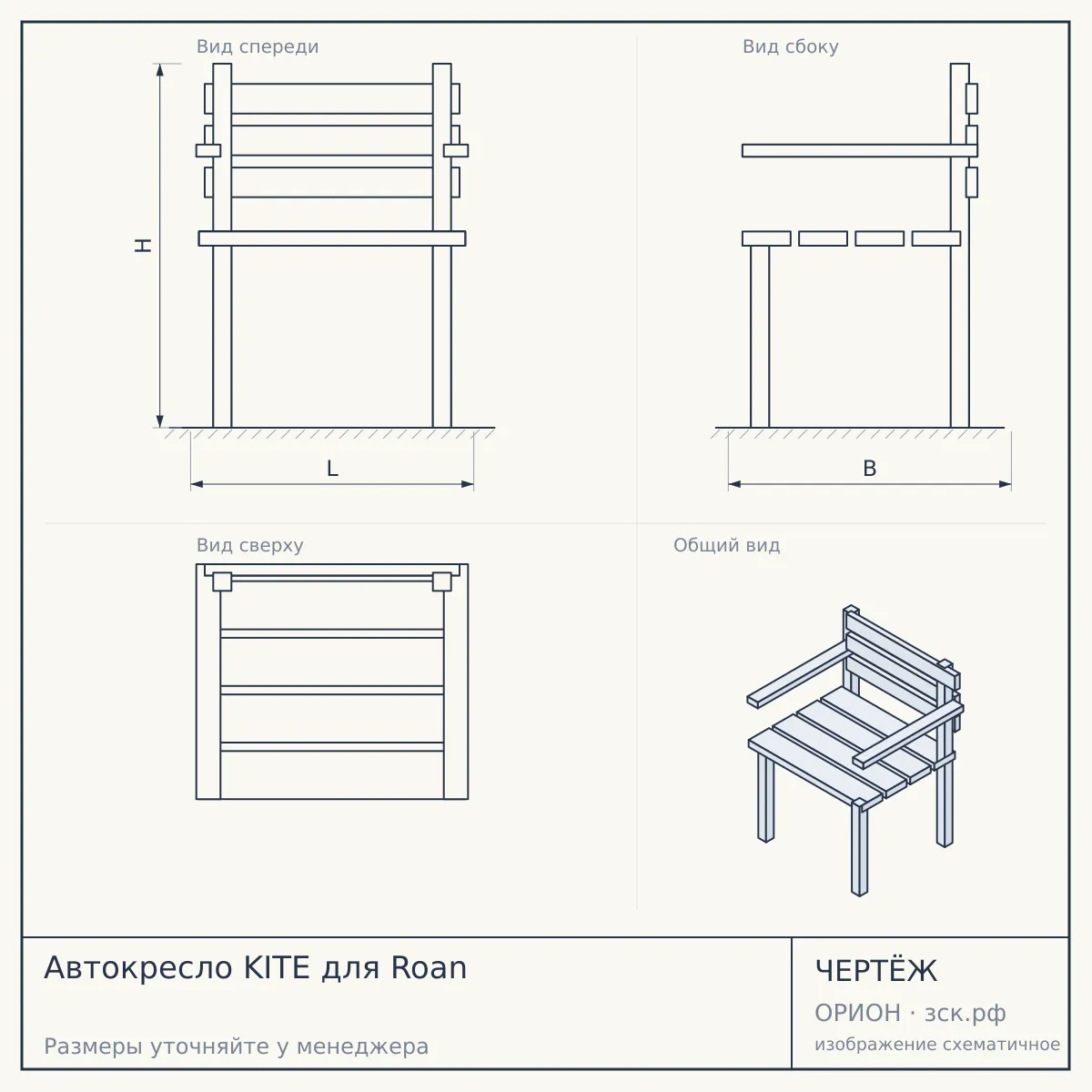 Автокресло KITE для Roan — чертёж